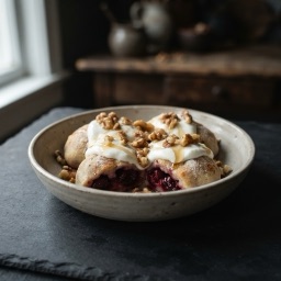 Illustration for the Baked dumplings with sour cherries, honey and walnuts meal