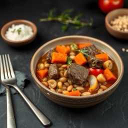 Illustration for the Beef and barley vegetable stew meal