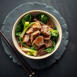 Illustration for the Beef and bok choy noodle bowl meal