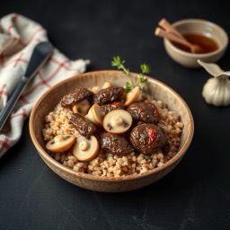 Illustration for the Beef with buckwheat and mushrooms meal
