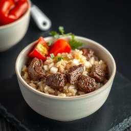 Illustration for the Beef bowl with rice and peppers meal