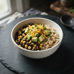Illustration for the Black bean rice bowl with avocado meal