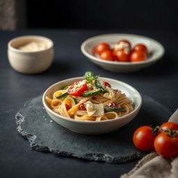 Illustration for the Pasta with courgette and cheese meal