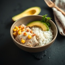 Illustration for the Chicken bowl with avocado and corn meal