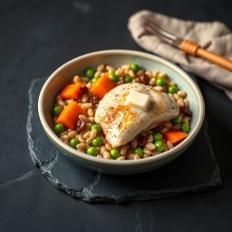 Illustration for the Chicken with barley and vegetables meal