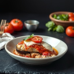 Illustration for the Chicken and eggplant parmesan bake meal