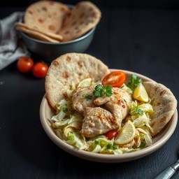 Illustration for the Chicken shawarma-style plate with pita (large portion) meal