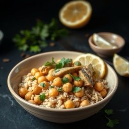 Illustration for the Chickpea and artichoke rice bowl meal