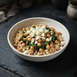 Illustration for the Chickpea, spinach and feta rice bowl meal