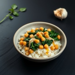 Illustration for the Chickpea and spinach bowl with tahini rice meal