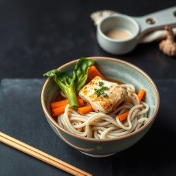 Illustration for the Cod noodle bowl with vegetables meal