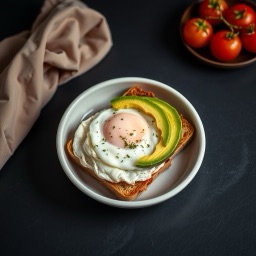 Illustration for the Eggs and avocado on rye toast meal