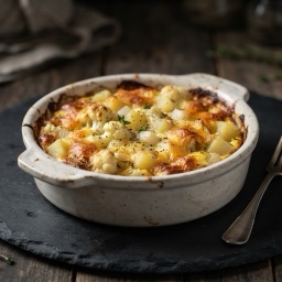 Illustration for the Egg bake with cauliflower, potato and cheese meal