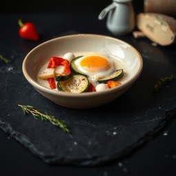 Illustration for the Egg and mozzarella vegetable bake meal