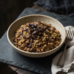 Illustration for the Lentil and bulgur pilaf plate meal