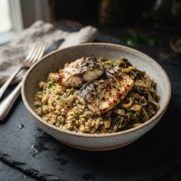 Illustration for the Mackerel with bulgur and cabbage meal