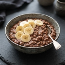 Illustration for the Cocoa peanut butter oat bowl with banana meal