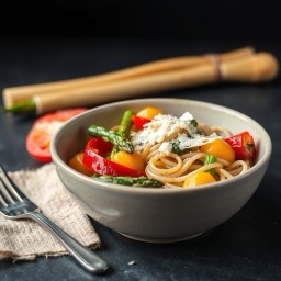 Illustration for the Pasta primavera bowl with parmesan meal
