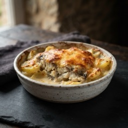 Illustration for the Pike and potato bake with cheese meal