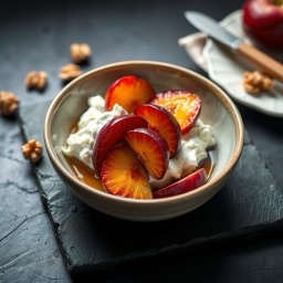 Illustration for the Cottage cheese with plums and walnuts meal