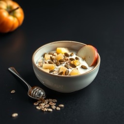 Illustration for the Yogurt bowl with pumpkin seeds and apple meal