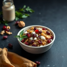Illustration for the Quinoa bowl with cranberries, walnuts and feta meal