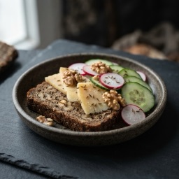 Illustration for the Rye bread with caraway cheddar and walnuts meal