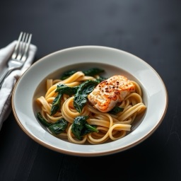 Illustration for the Salmon pasta with spinach meal