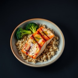 Illustration for the Salmon with rice and broccoli meal