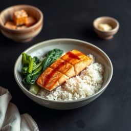 Illustration for the Salmon teriyaki-style rice bowl meal