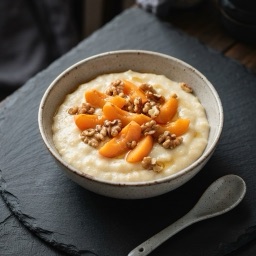 Illustration for the Semolina porridge with apricot and walnuts meal