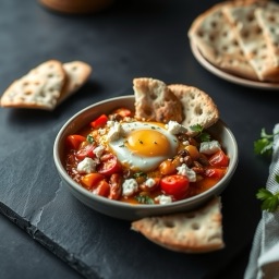 Illustration for the Shakshuka with feta and pita meal