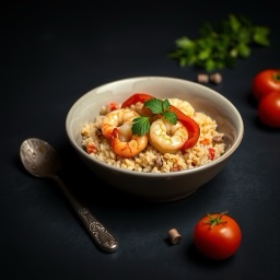 Illustration for the Shrimp couscous bowl with vegetables meal