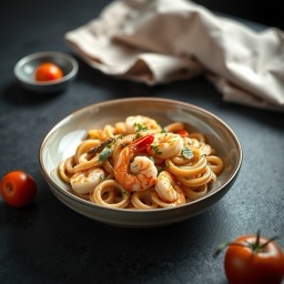 Illustration for the Shrimp and white bean pasta bowl meal