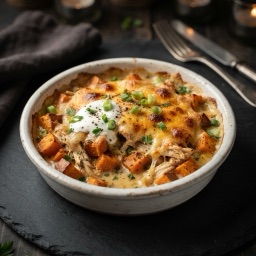 Illustration for the Turkey and sweet potato bake with cheese meal