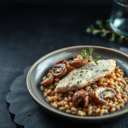 Illustration for the Turkey with barley and mushrooms meal
