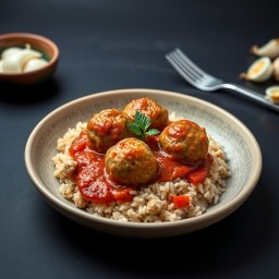 Illustration for the Turkey meatballs with rice meal