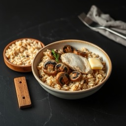 Illustration for the Turkey bowl with rice and mushrooms meal