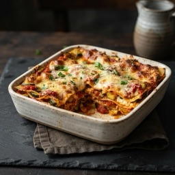 Illustration for the Vegetable lasagna-style bake with three cheeses meal