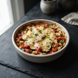 Illustration for the White bean and zucchini bake with parmesan meal