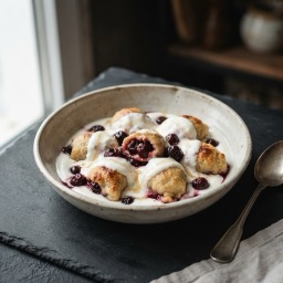 Illustration for the Baked dumplings with sour cherries and yogurt meal