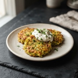 Illustration for the Baked zucchini fritters with sour cream meal