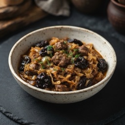 Illustration for the Bigos with veal, sauerkraut and prunes meal