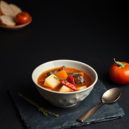 Illustration for the Bograch beef and vegetable soup meal
