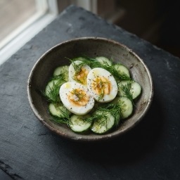 Illustration for the Boiled eggs with cucumber meal