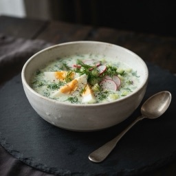 Illustration for the Cold buttermilk and cucumber soup meal