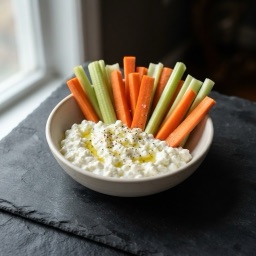 Illustration for the Carrot and celery sticks with cottage cheese dip meal