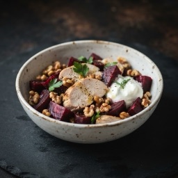 Illustration for the Chicken, beetroot and walnut salad meal