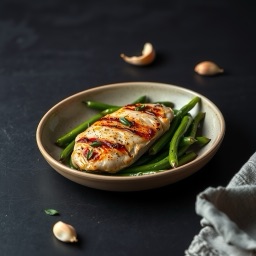 Illustration for the Chicken with green beans and garlic meal