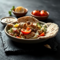 Illustration for the Chicken shawarma-style plate with pita meal
